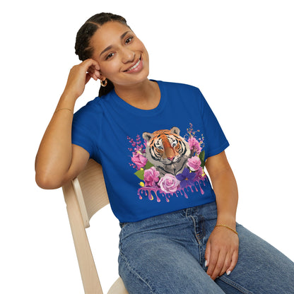 Tiger Print Shirt Unisex Animal Tee Softstyle Gildan 64000 Cotton