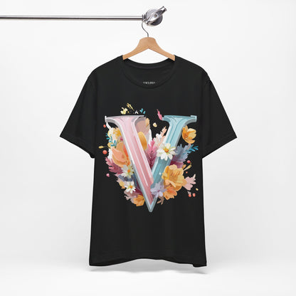 Natural Cotton Tee Shirt - Letters Collection - V Printify