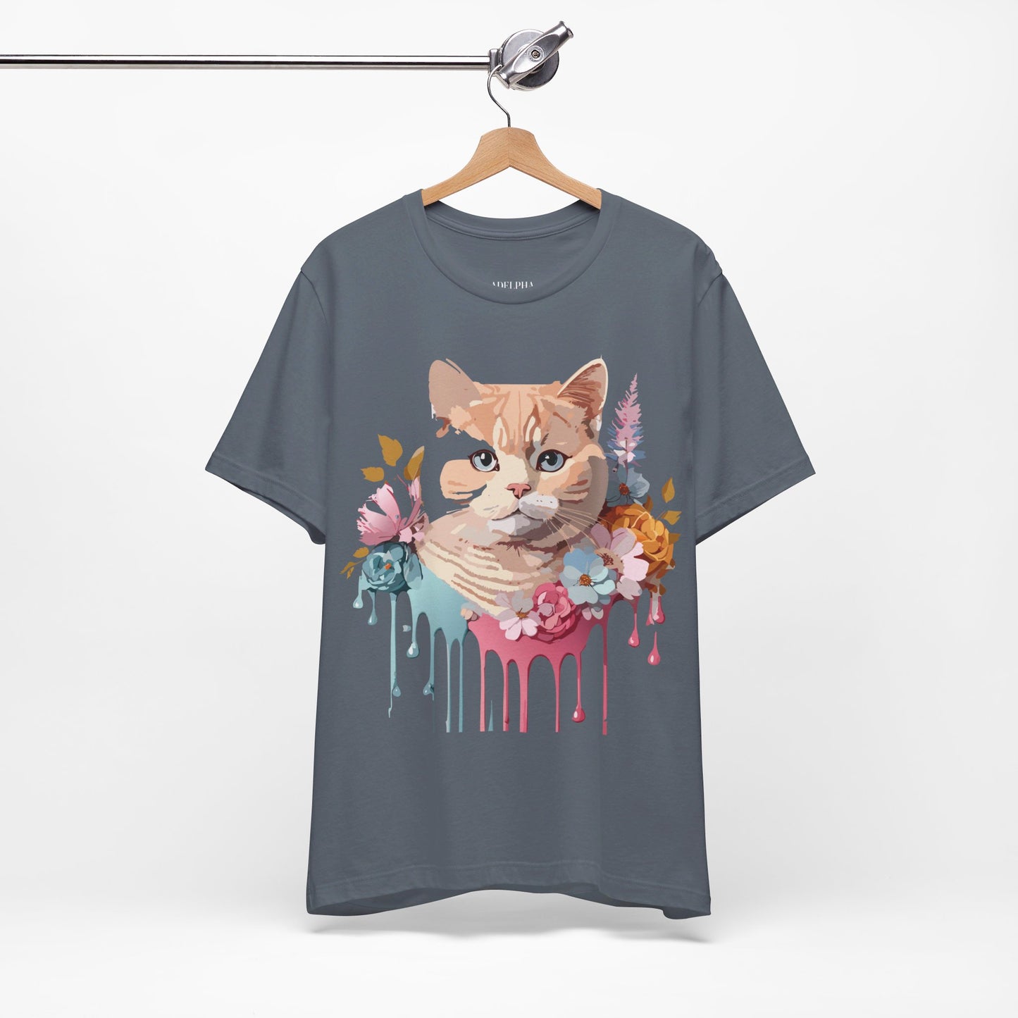 Natural Cotton Tee Shirt with Cat