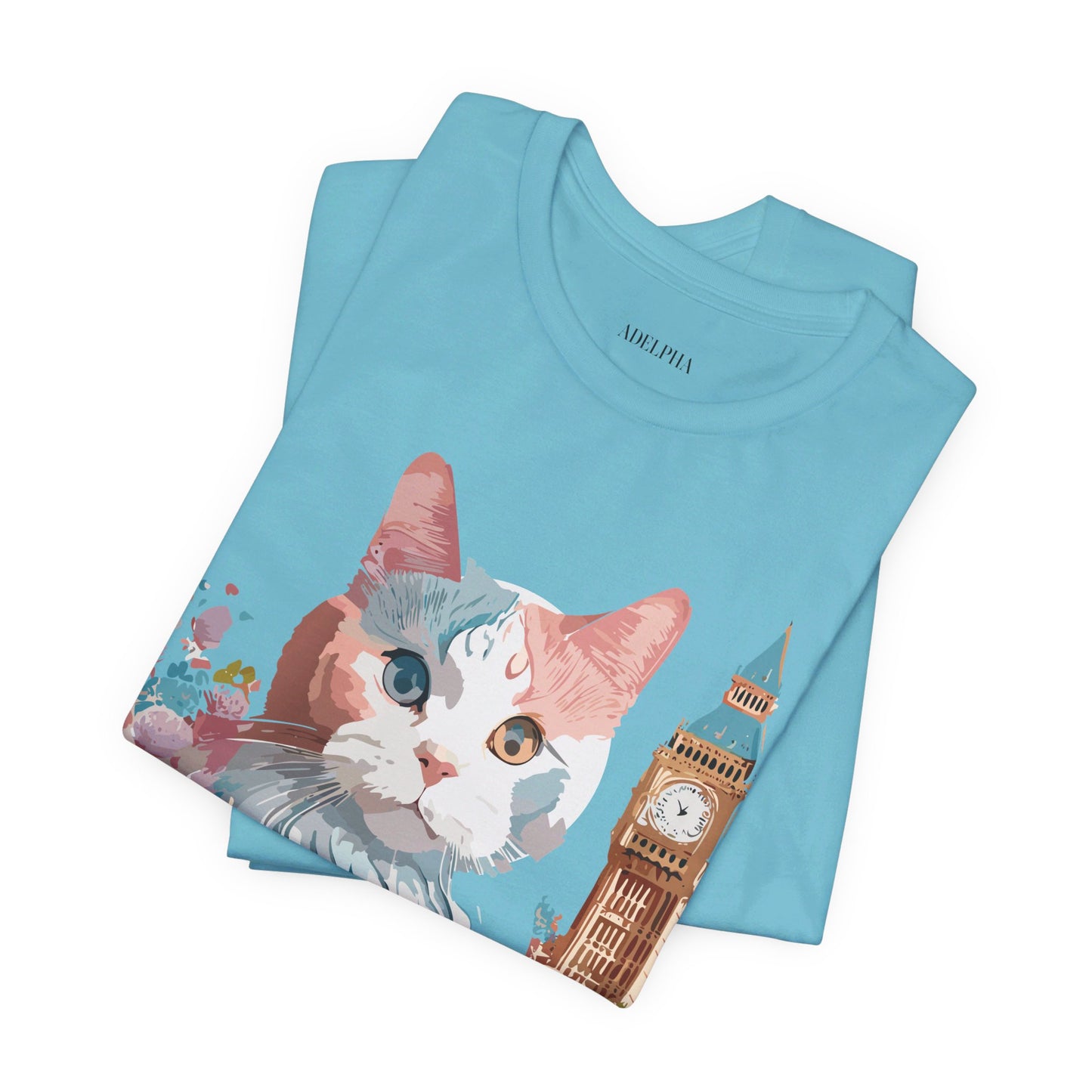 Natural Cotton Tee Shirt with Cat