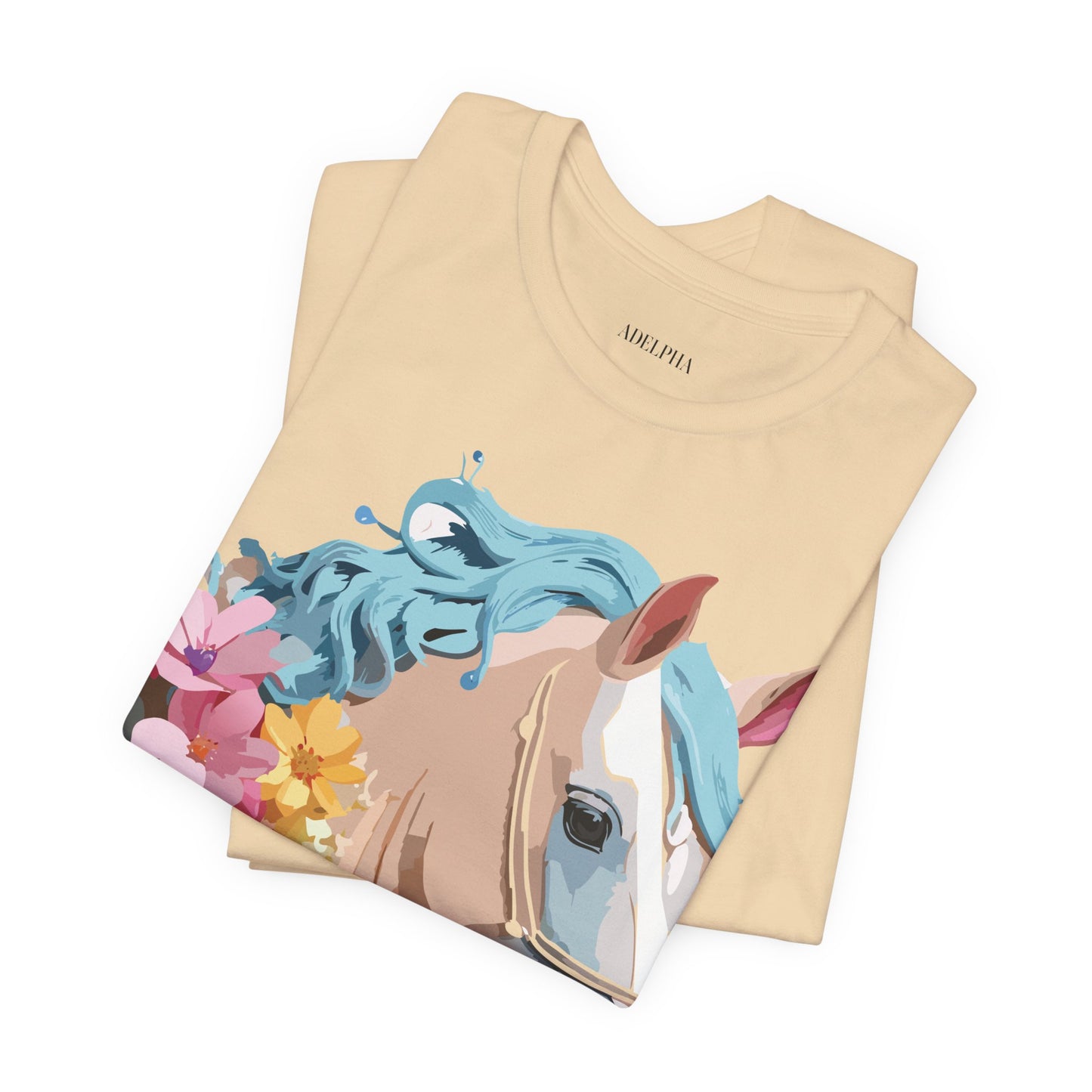 Natural Cotton Tee Shirt with Horse