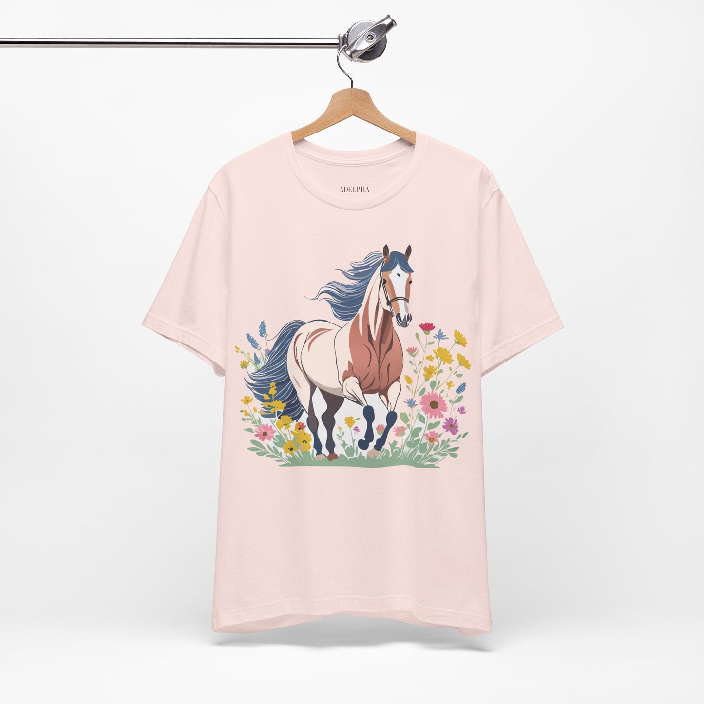 Natural Cotton Tee Shirt with Horse