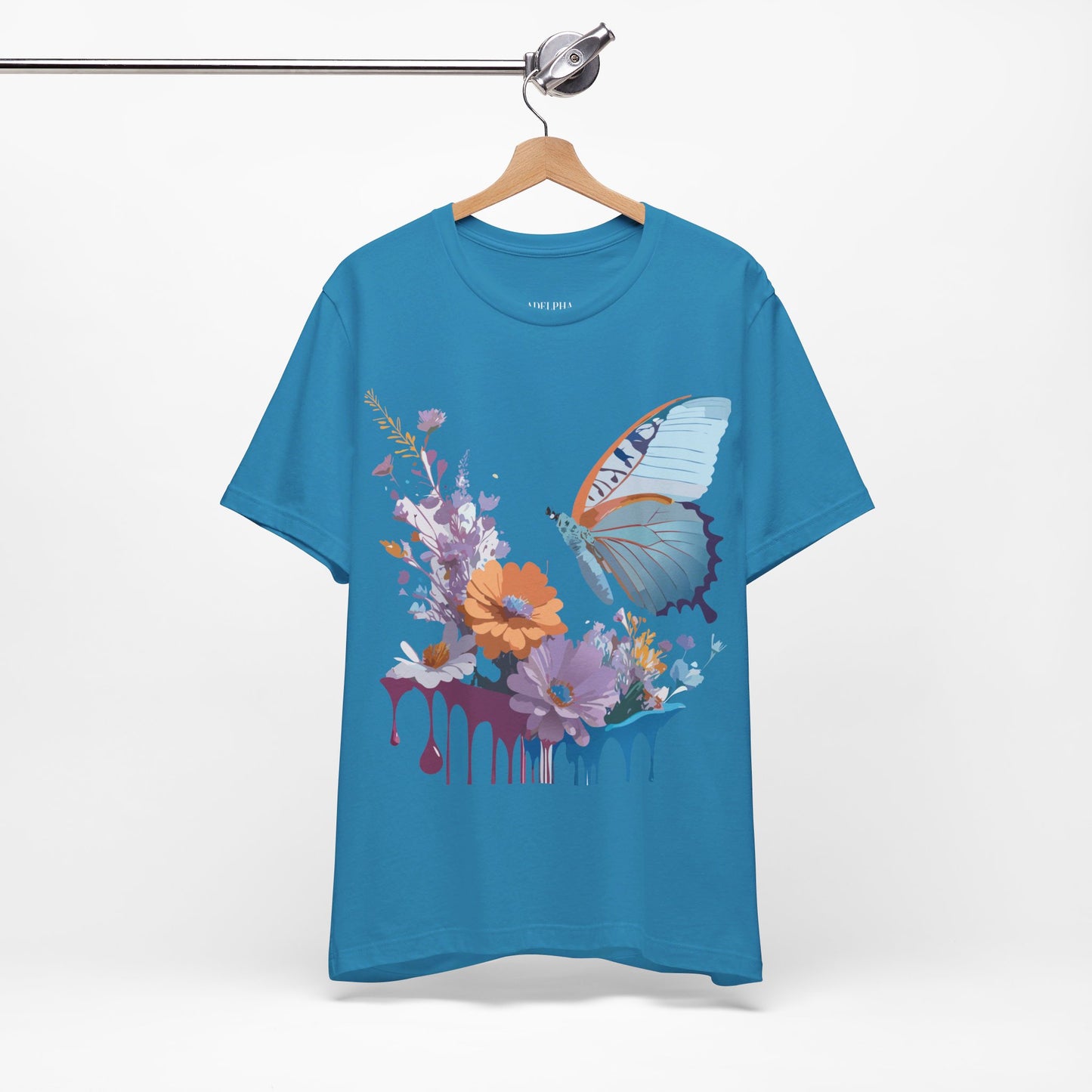 Natural Cotton Tee Shirt with Butterfly