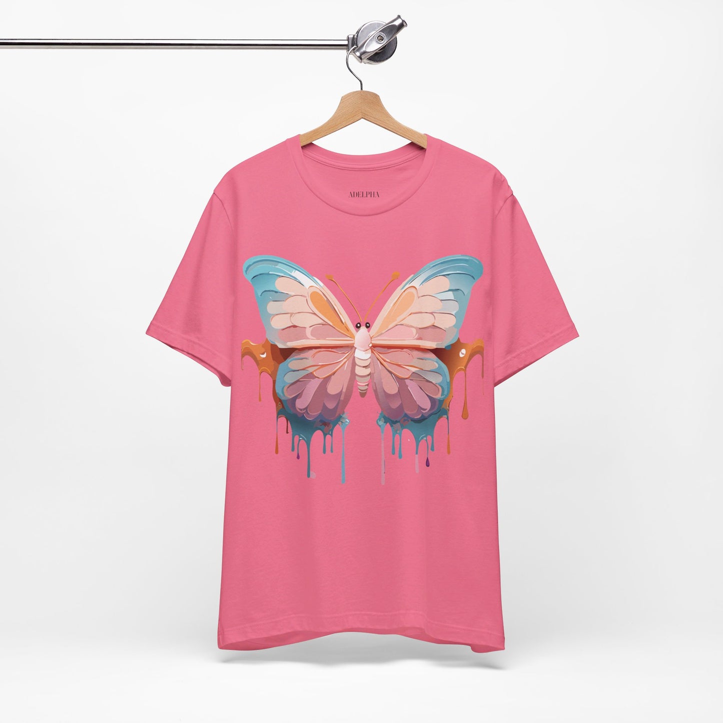 Natural Cotton Tee Shirt with Butterfly