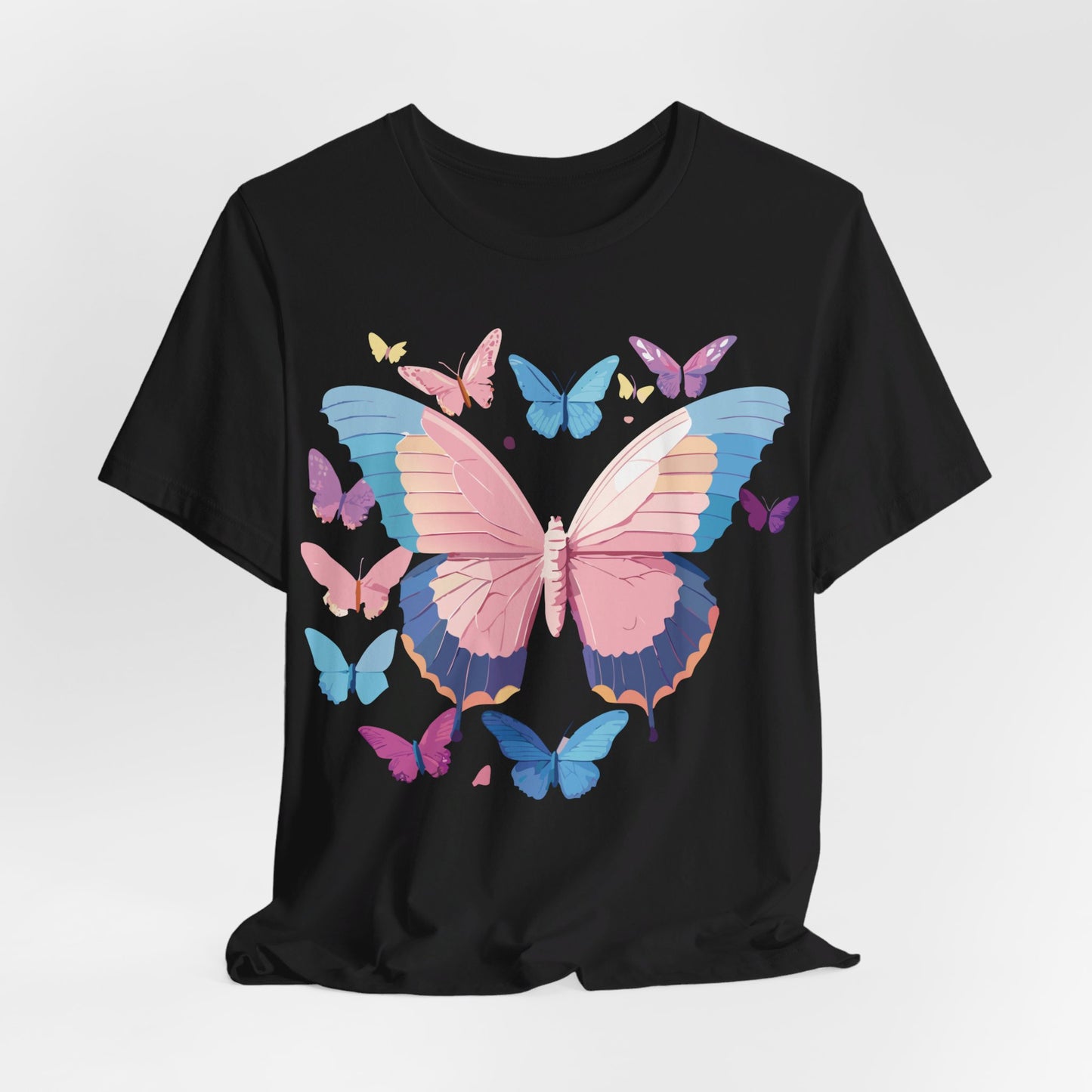 Natural Cotton Tee Shirt with Butterfly