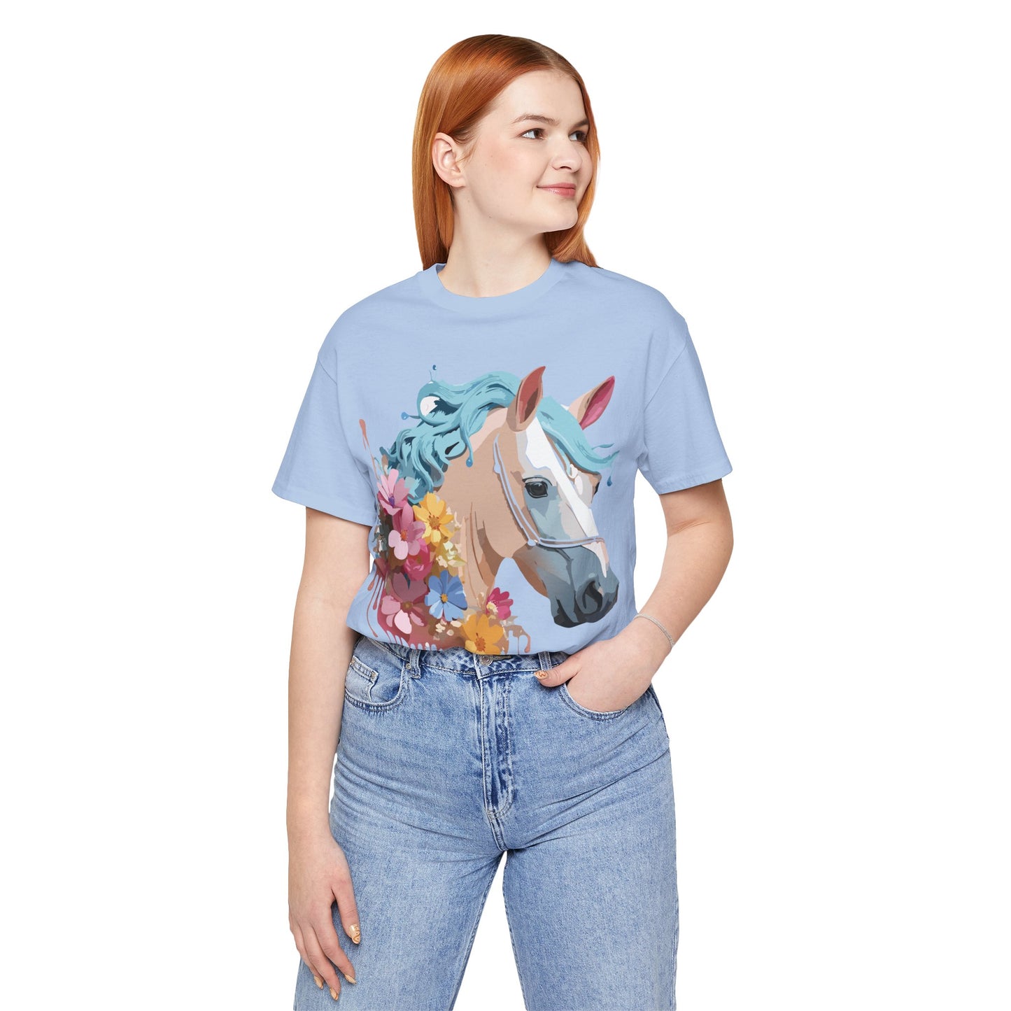 Natural Cotton Tee Shirt with Horse