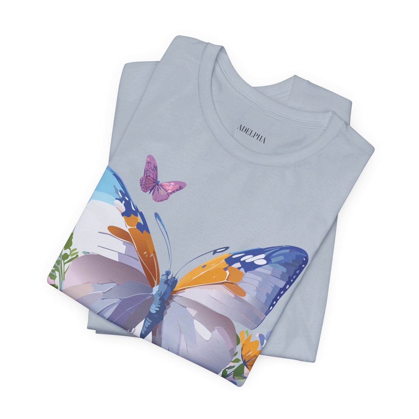 Natural Cotton Tee Shirt with Butterfly