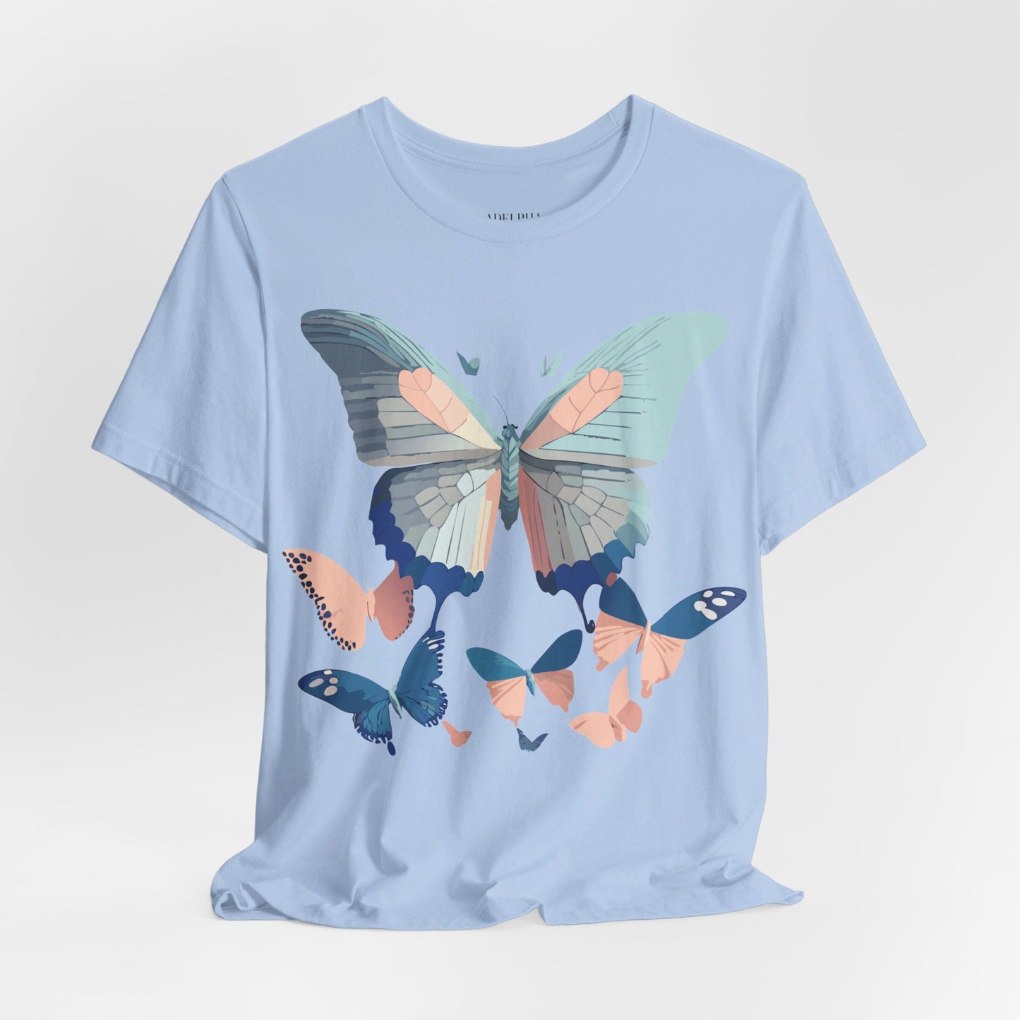 Natural Cotton Tee Shirt with Butterfly