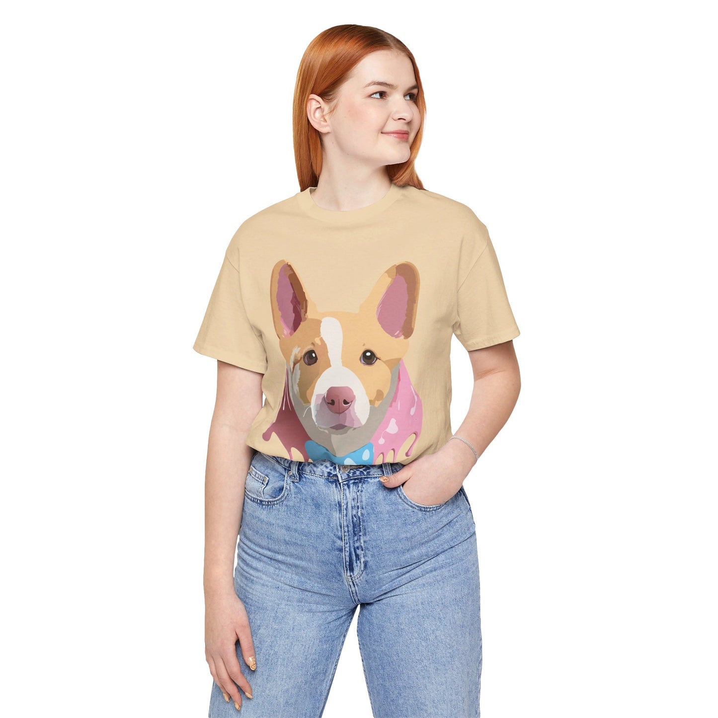 Natural Cotton Tee Shirt with Dog