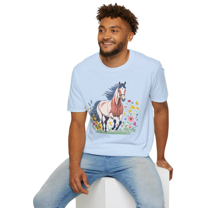 Unisex Horse Tee Softstyle Cotton Shirt With Animals Design Graphic