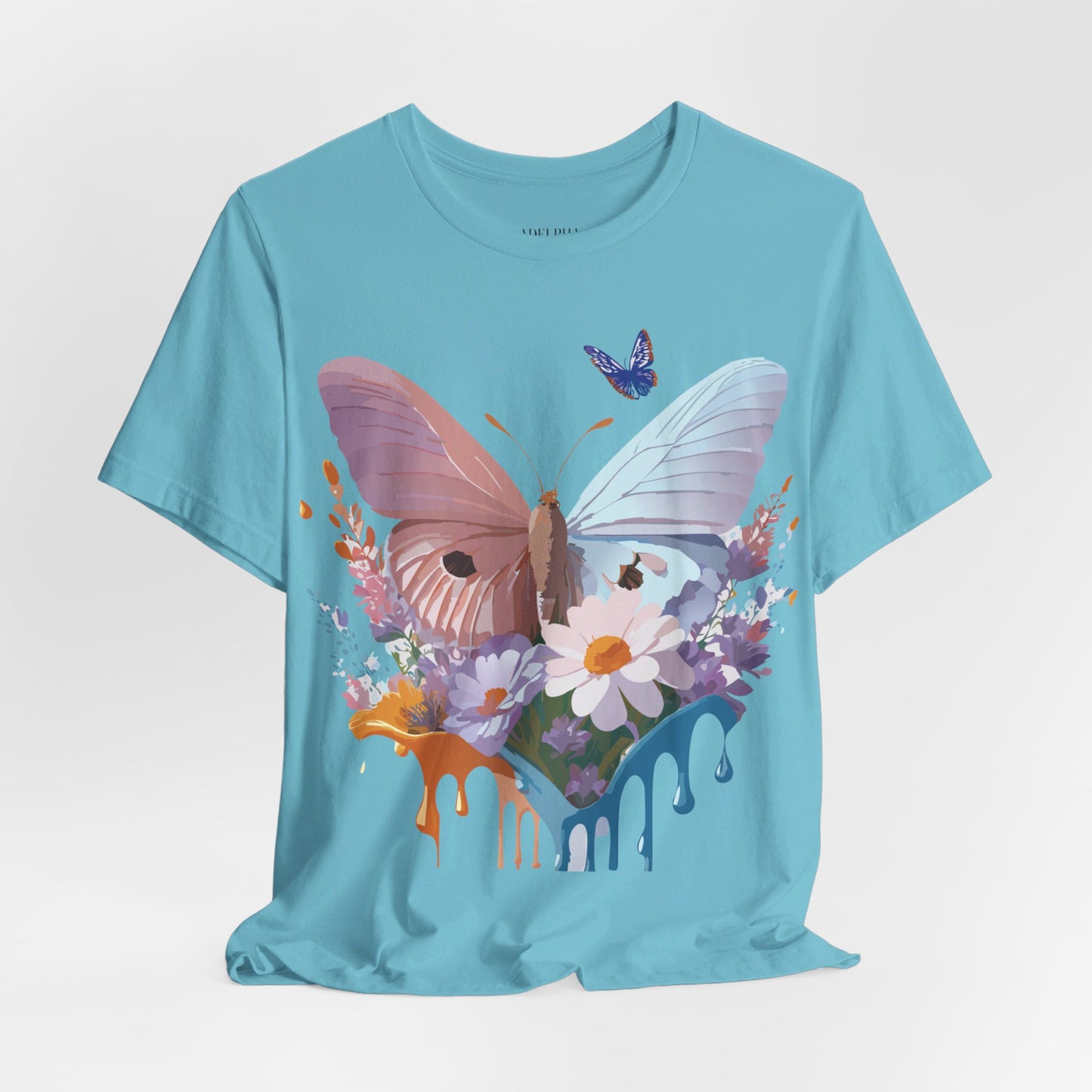 Natural Cotton Tee Shirt with Butterfly