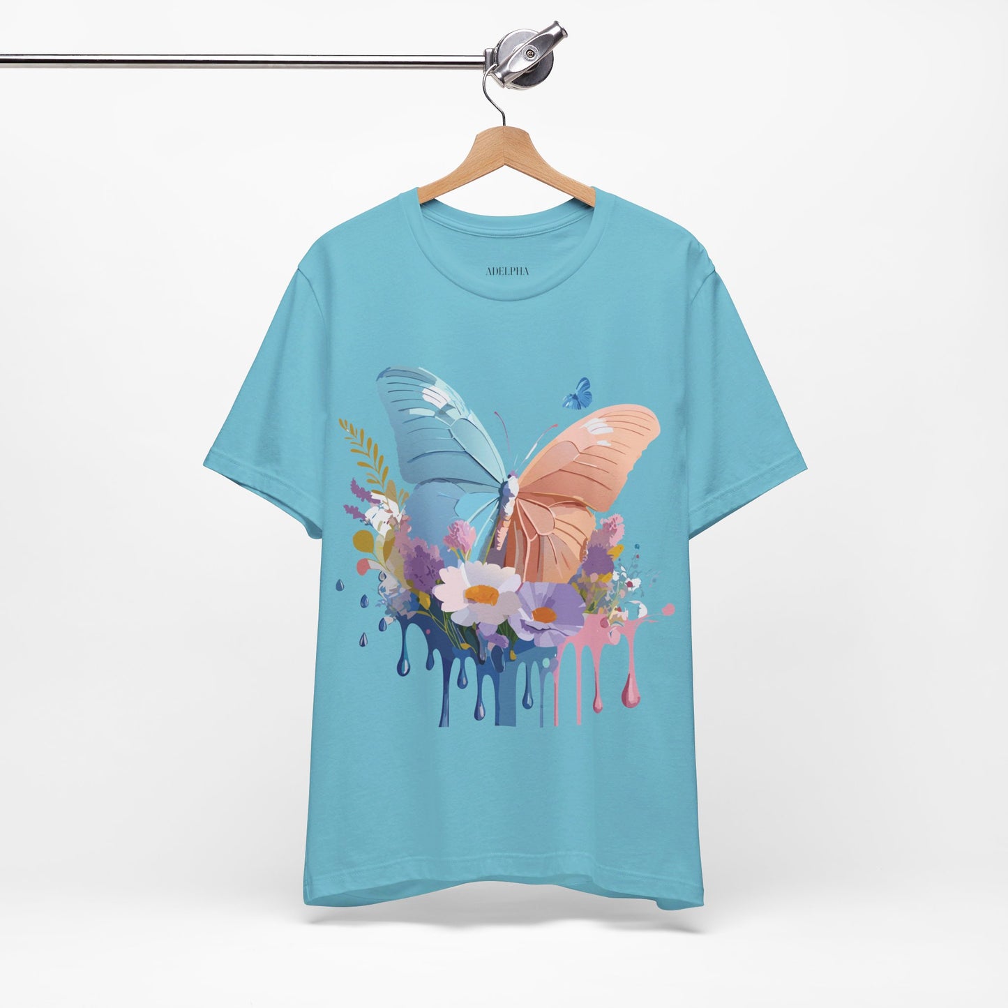 Natural Cotton Tee Shirt with Butterfly