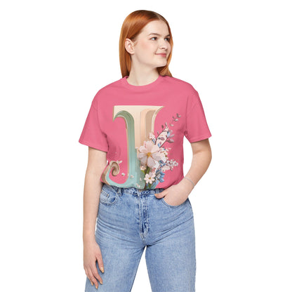 Natural Cotton Tee Shirt - Letters Collection - J Printify