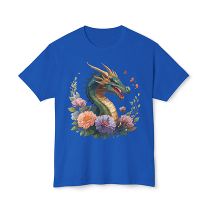 Dragon Art Design Shirt Unisex Cotton T Shirt Floral Print Tee