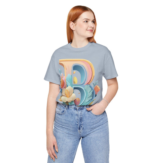 Natural Cotton Tee Shirt - Letters Collection - B Printify