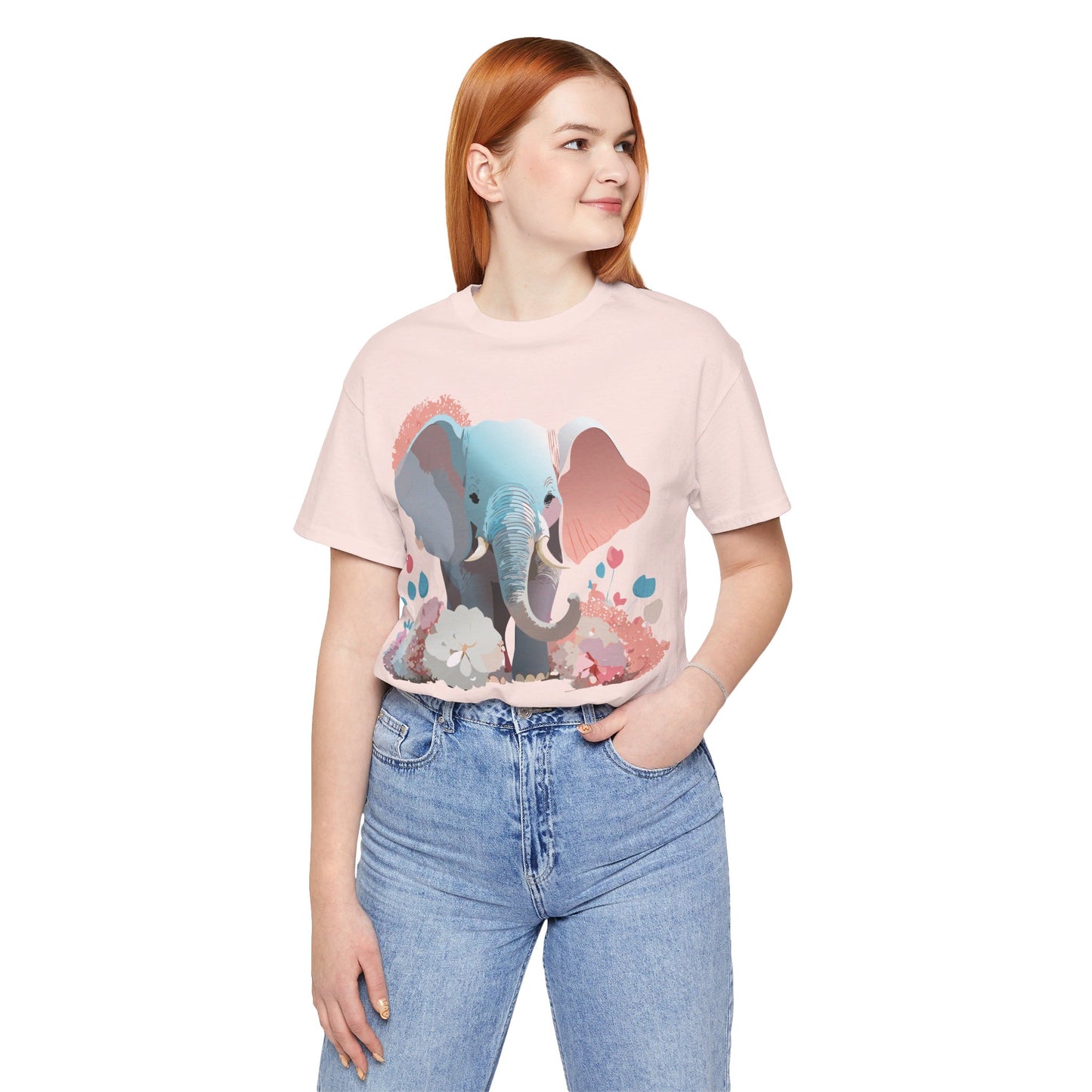 T-shirt en coton naturel avec motif éléphant