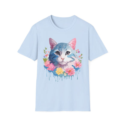 Cat Shirt Unisex Cat Tee Kitten Print Gildan Softstyle 64000