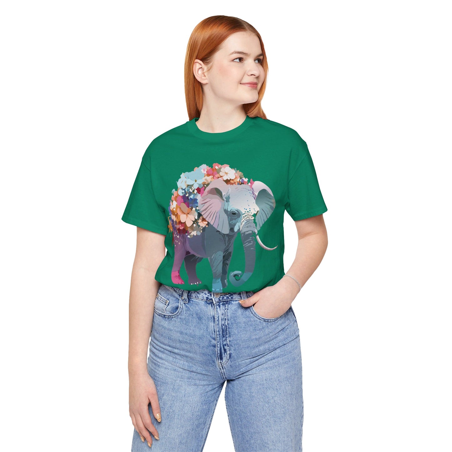 T-shirt en coton naturel avec motif éléphant