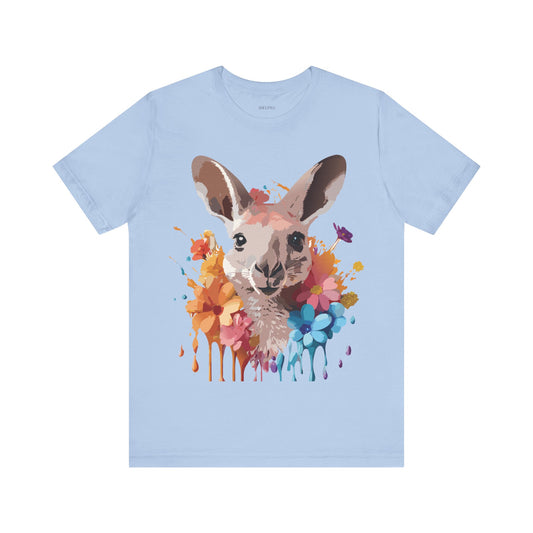 Natural Cotton Tee Shirt with Kangaroo