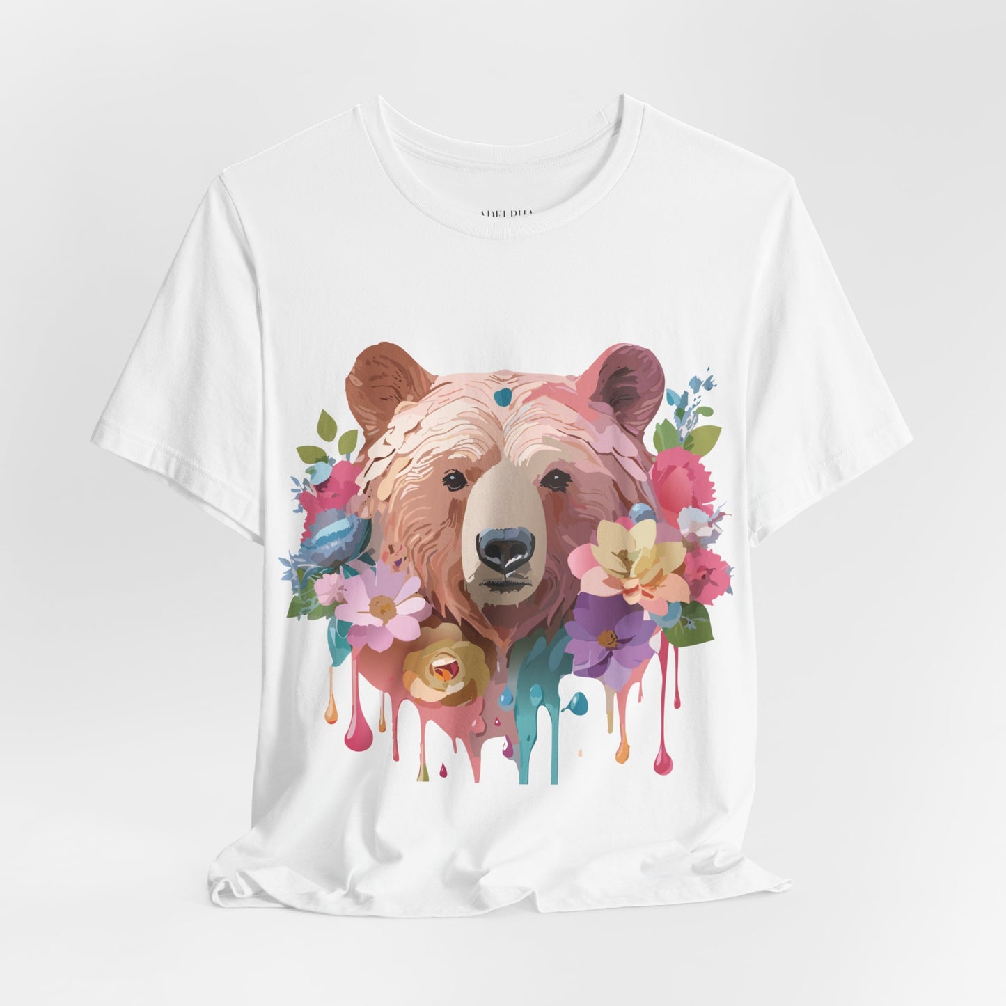 Natural Cotton Tee Shirt with Bear