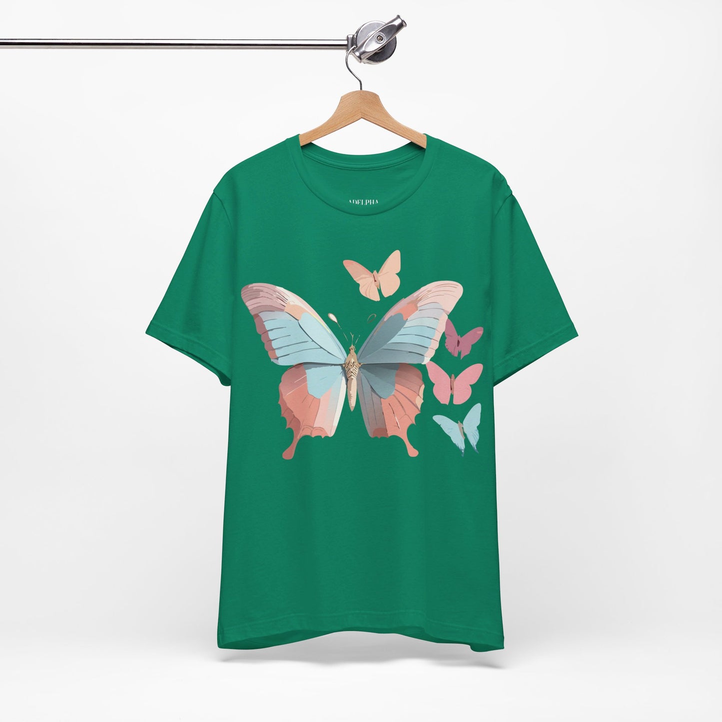 Natural Cotton Tee Shirt with Butterfly