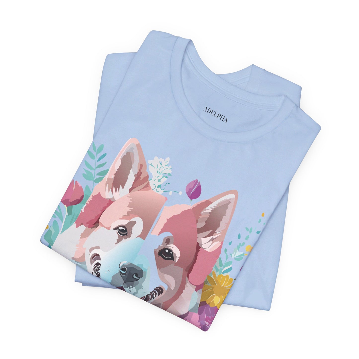 Natural Cotton Tee Shirt with Dog