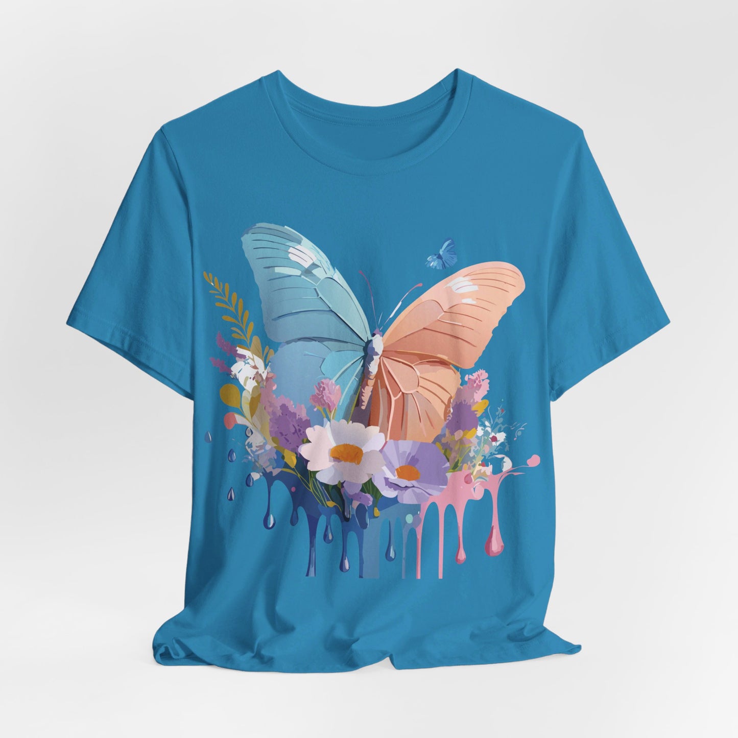 Natural Cotton Tee Shirt with Butterfly