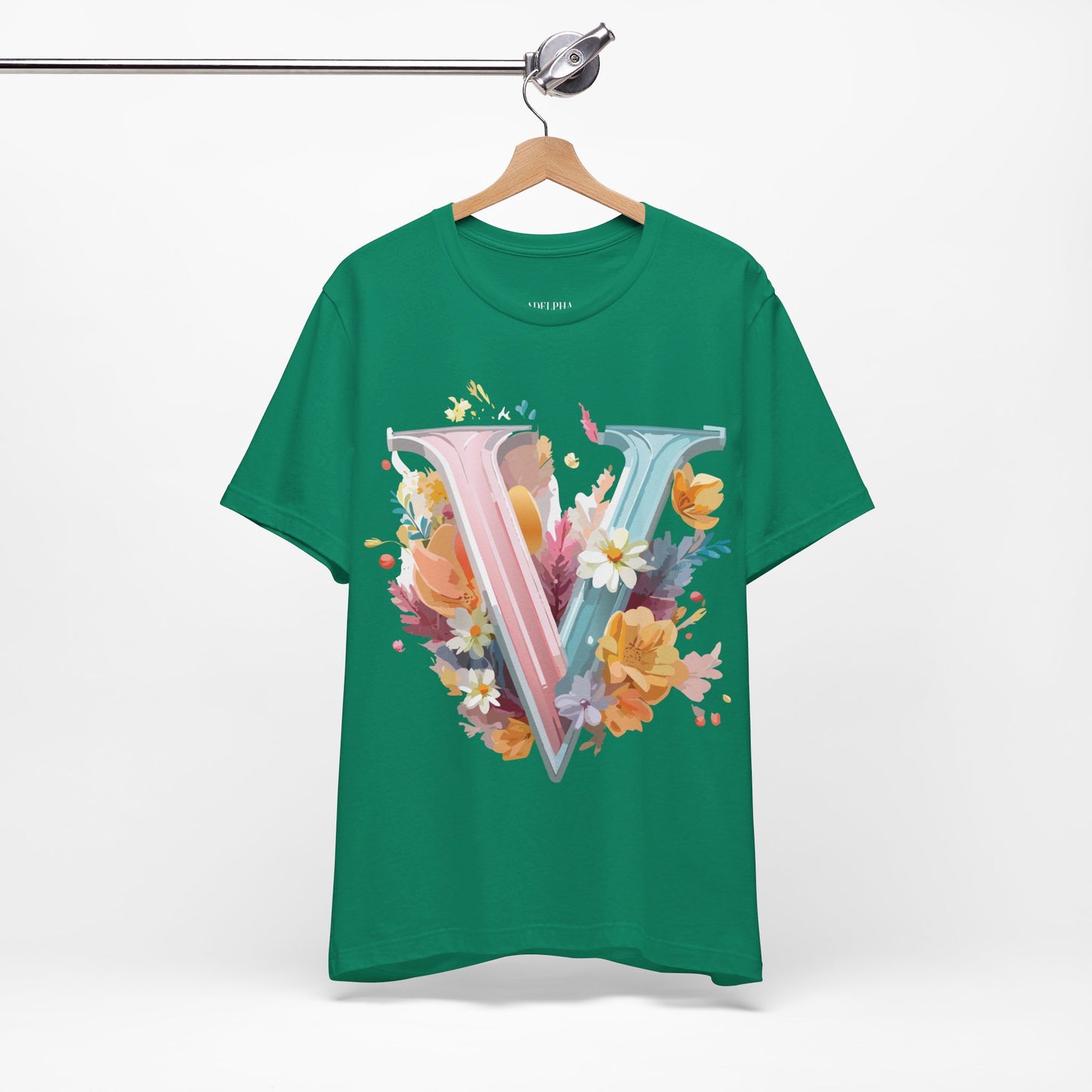 T-Shirt aus natürlicher Baumwolle – Letters Collection – V