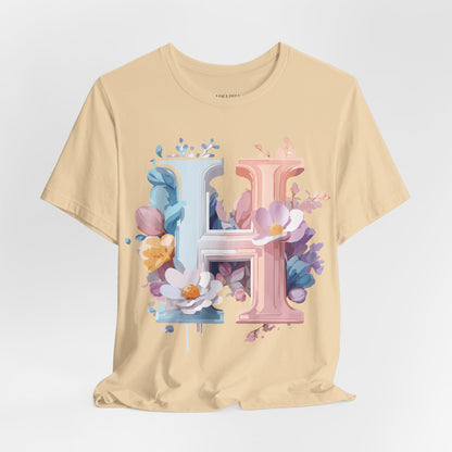 Natural Cotton Tee Shirt - Letters Collection - H Printify