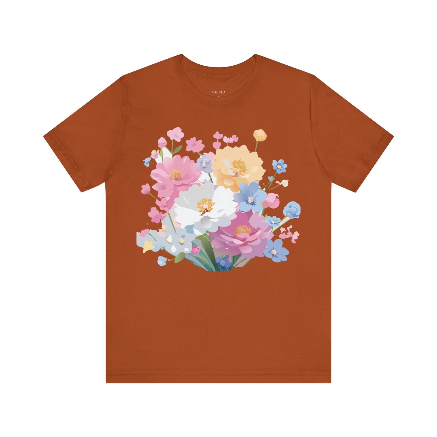 Natural Cotton Tee Shirt with Flowers