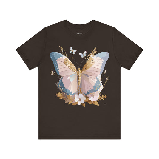 Natural Cotton Tee Shirt with Butterfly