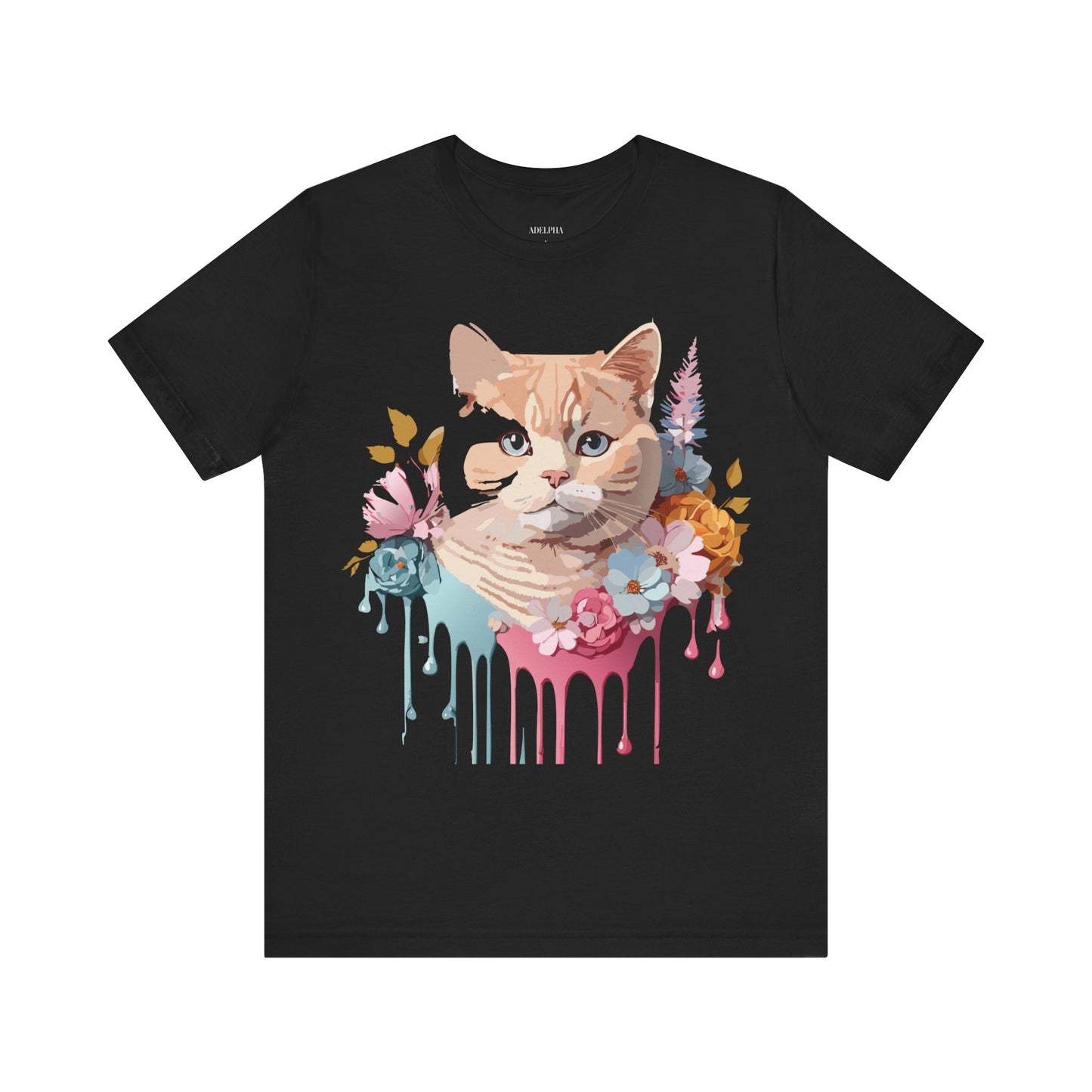 Natural Cotton Tee Shirt with Cat