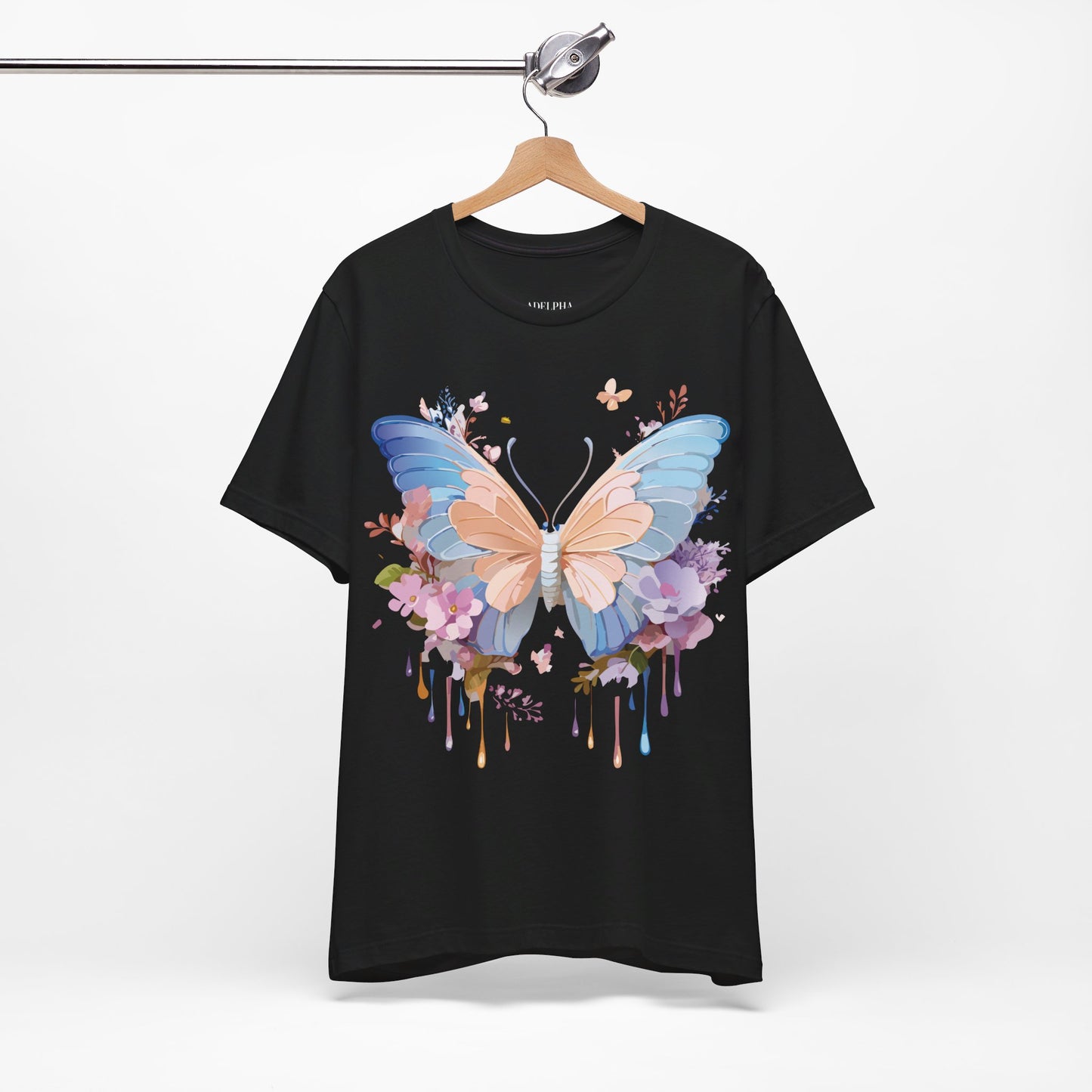 Natural Cotton Tee Shirt with Butterfly