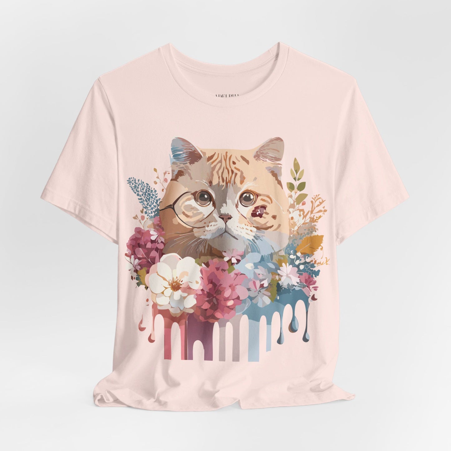 Natural Cotton Tee Shirt with Cat