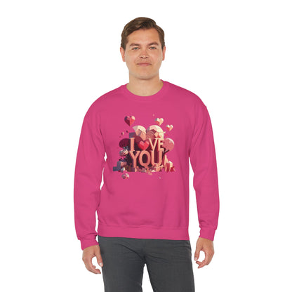 Unisex Heart Love Sweatshirt Floral Valentines Day Cotton Poly Fifty Fifty Blend