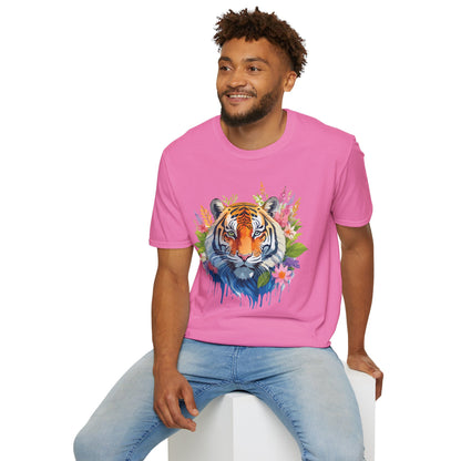 Tiger Print Unisex Gildan Softstyle Tee 64000 100 Percent Ring Spun Cotton