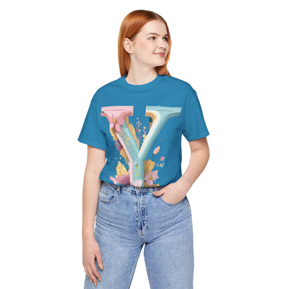 Natural Cotton Tee Shirt - Letters Collection - Y Printify