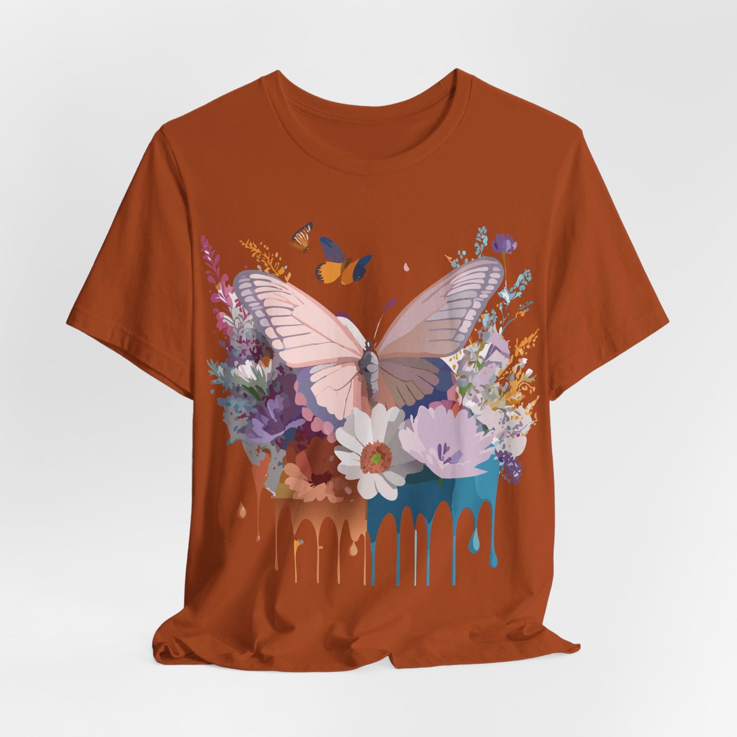 Natural Cotton Tee Shirt with Butterfly