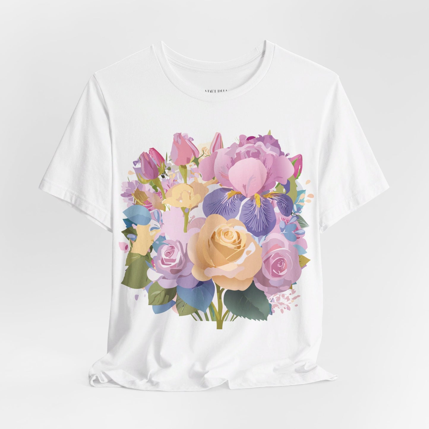 Natural Cotton Tee Shirt with Flowers