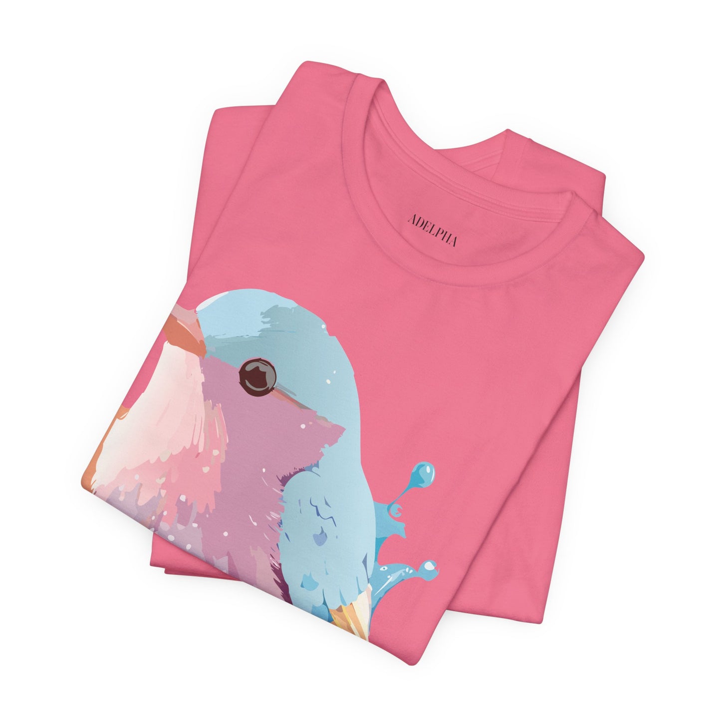 Natural Cotton Tee Shirt with Bird