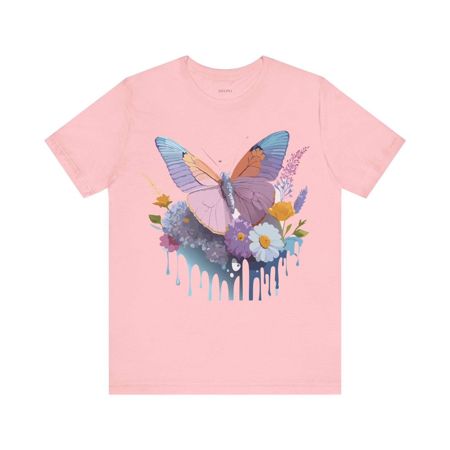 Natural Cotton Tee Shirt with Butterfly