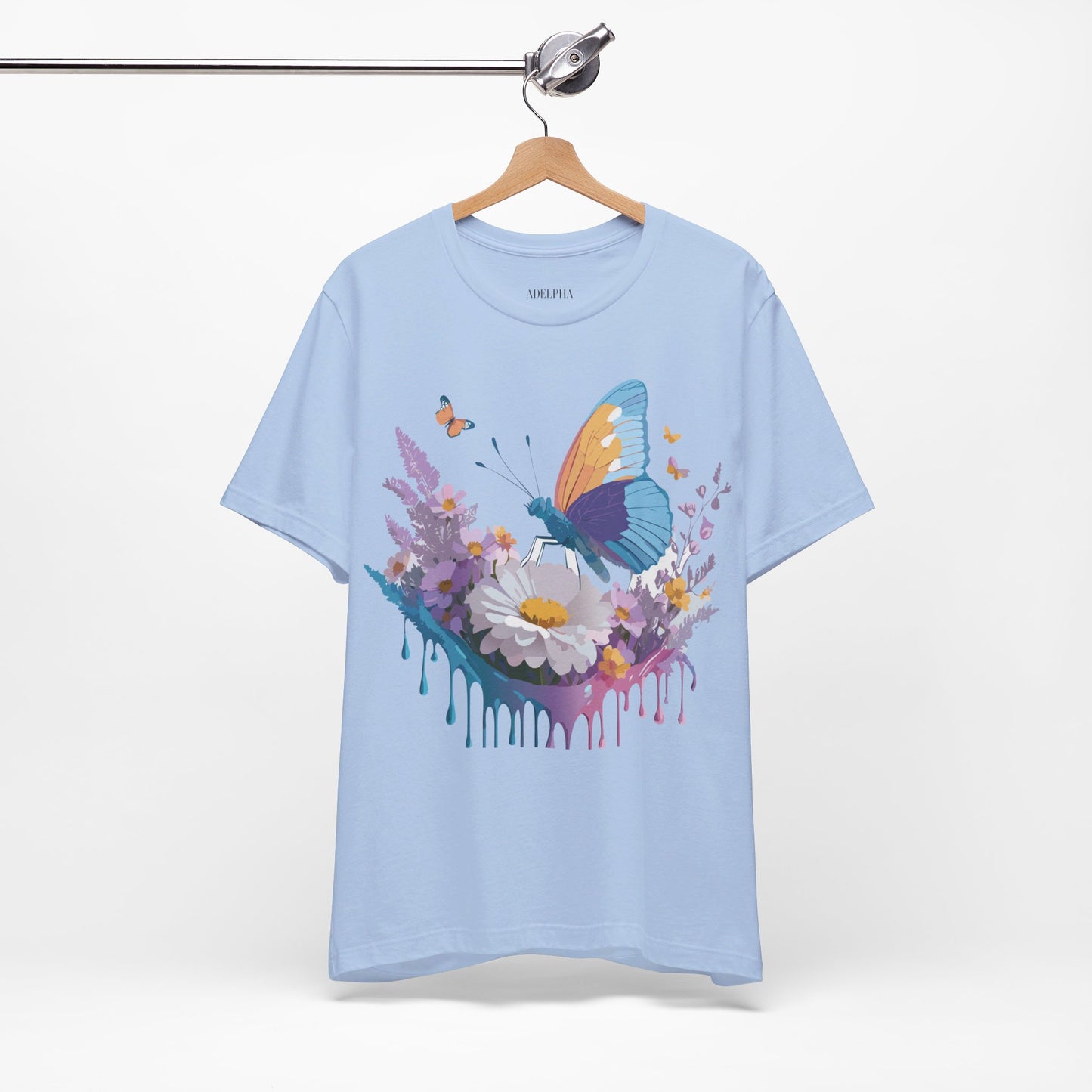 Natural Cotton Tee Shirt with Butterfly