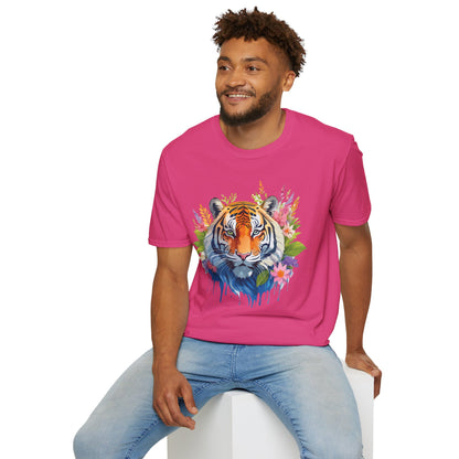 Tiger Print Unisex Gildan Softstyle Tee 64000 100 Percent Ring Spun Cotton