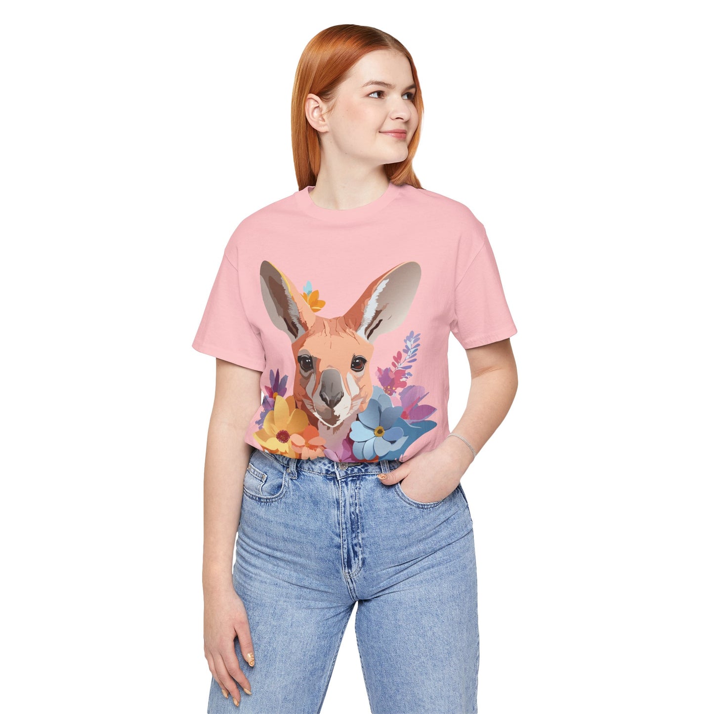 Natural Cotton Tee Shirt with Kangaroo