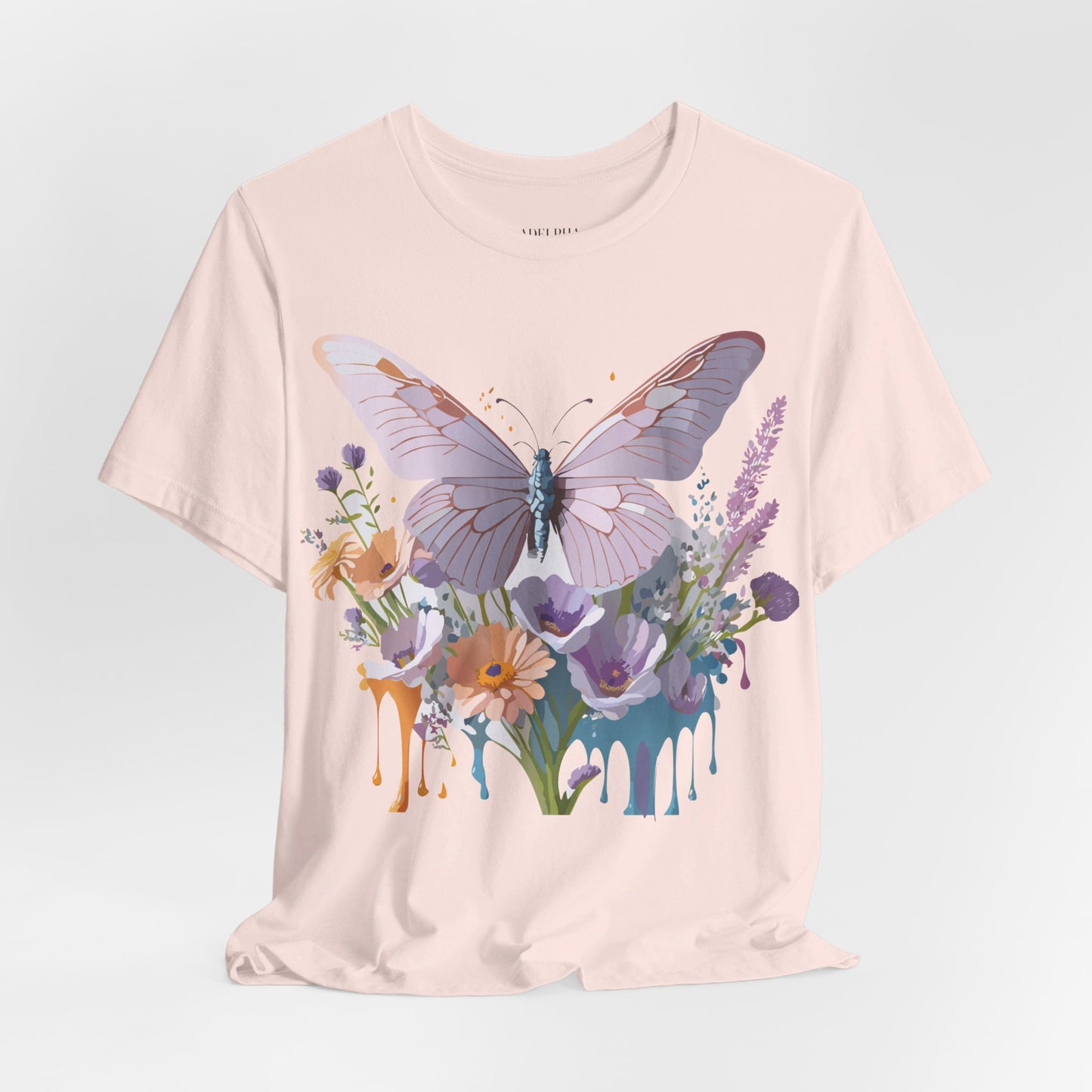 Natural Cotton Tee Shirt with Butterfly