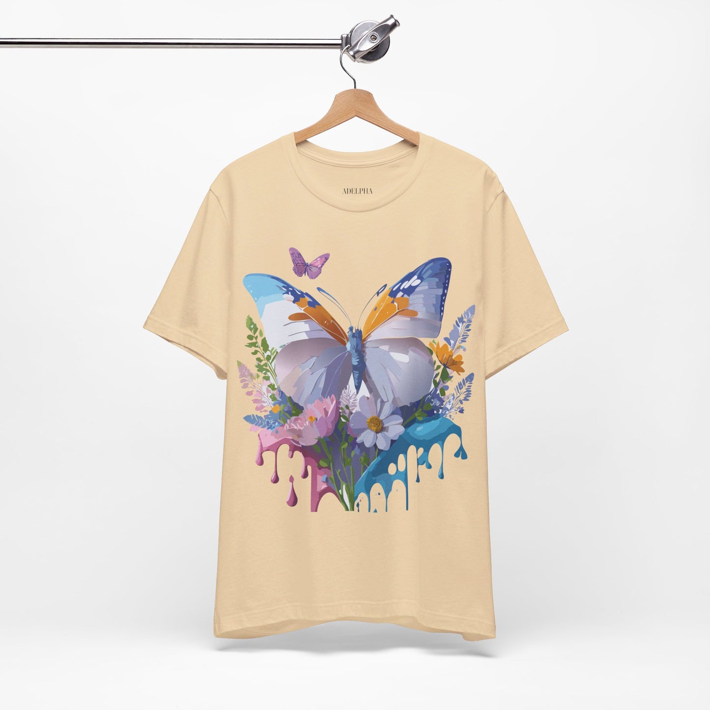 Natural Cotton Tee Shirt with Butterfly