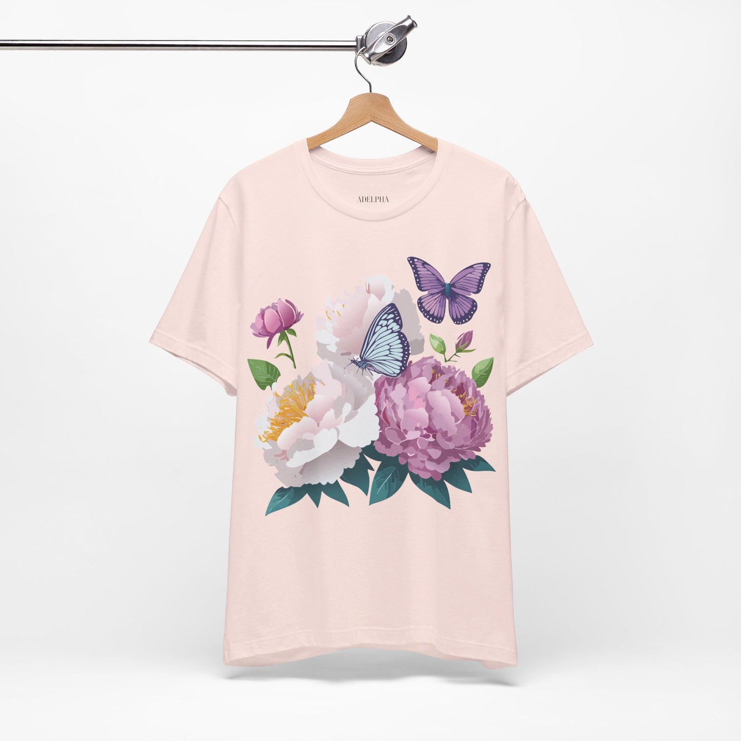 T-shirt en coton naturel avec fleurs