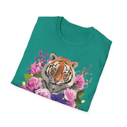 Tiger Print Shirt Unisex Animal Tee Softstyle Gildan 64000 Cotton