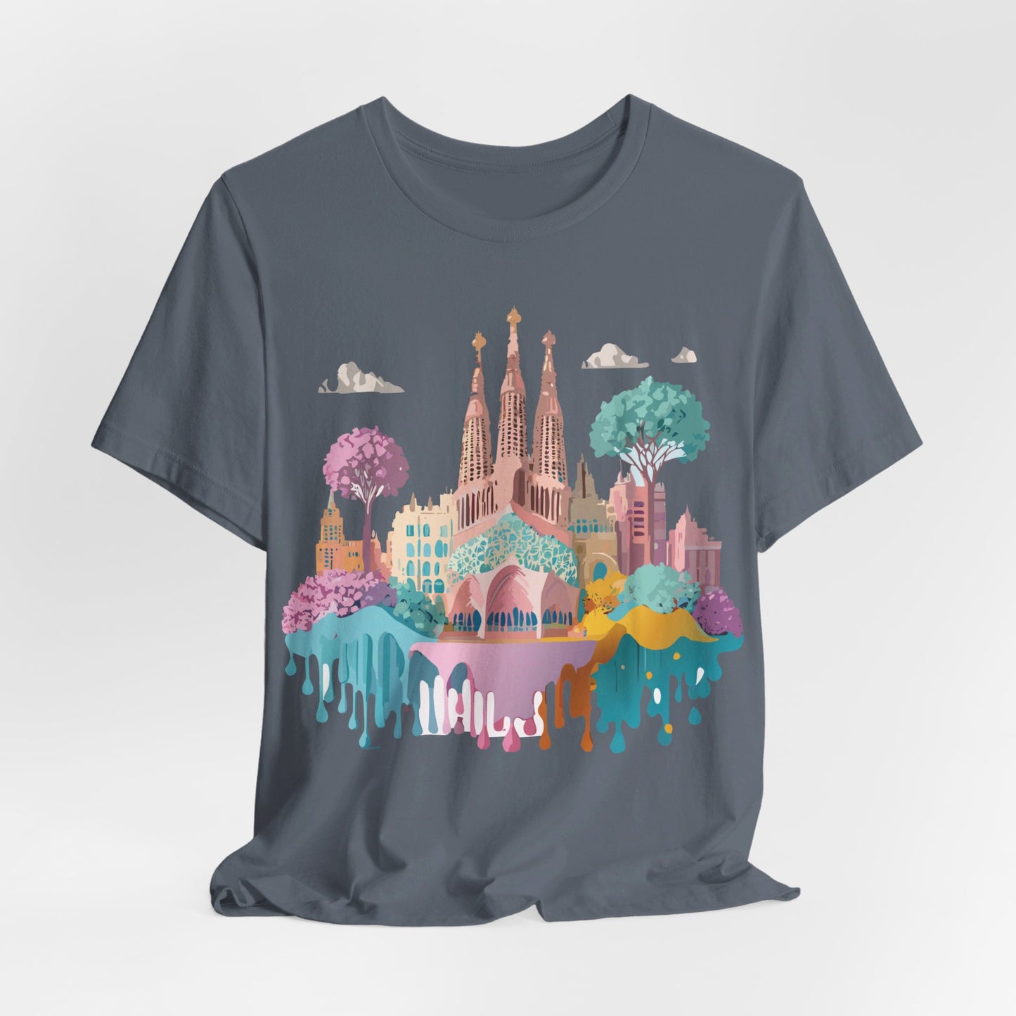 Natural Cotton Tee Shirt - Beautiful Places Collection - Barcelona