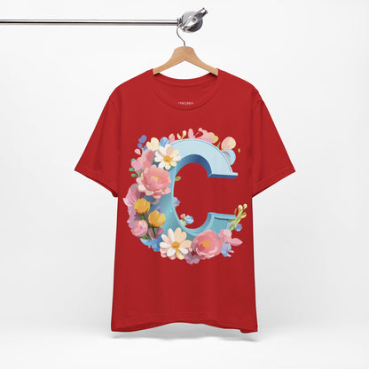 Natural Cotton Tee Shirt - Letters Collection - C Printify